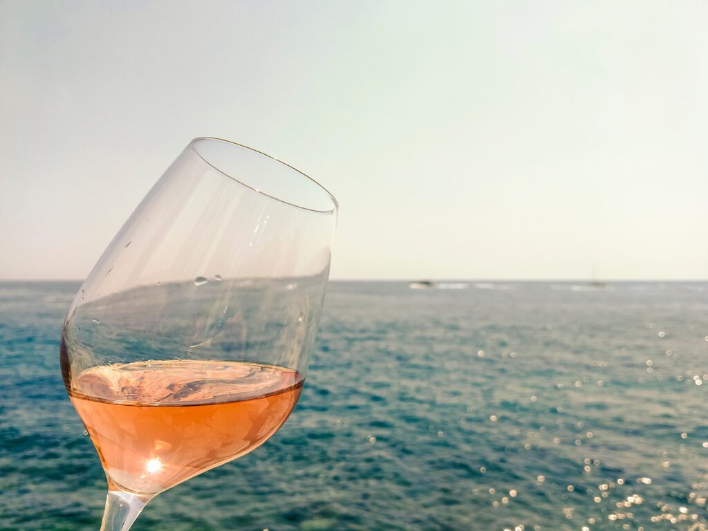 drinking rosé in french riviera