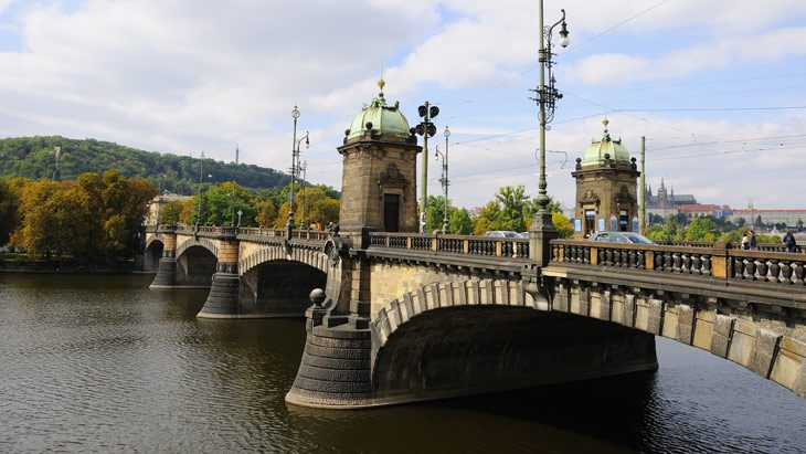 A view of Legion Bridge in prague Czech Republic, one of the most famous bridges in prague 