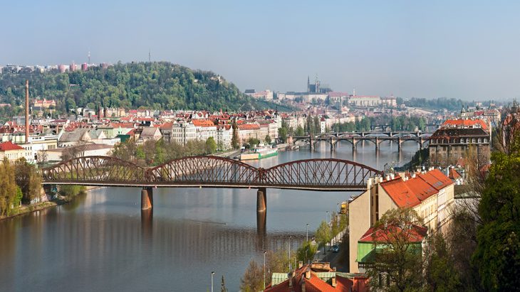 Vyšehrad Bridge, one of the most famous bridges in prague czech republic