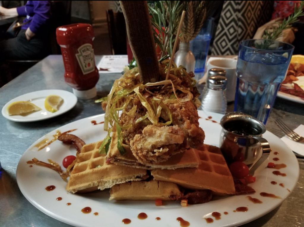 chicken and waffle tower hash house