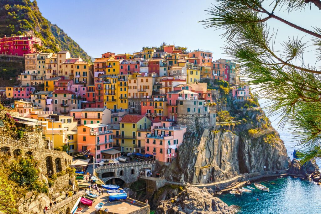 The famous colorful houses on the hillside of Cinque Terre