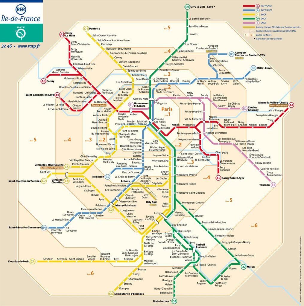 paris metro zone map