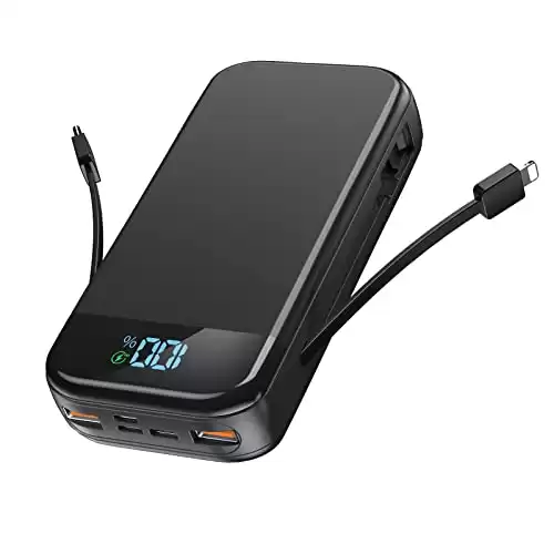BLJIB Portable Power Bank with Built-in Cables (Charges 5 Devices At Once)