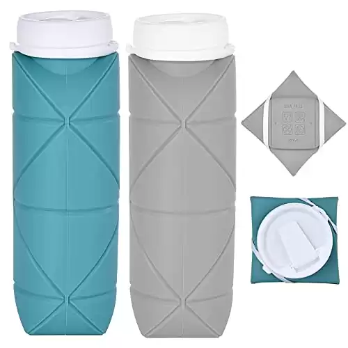 Silicone Collapsible 20oz Water Bottle for Travel