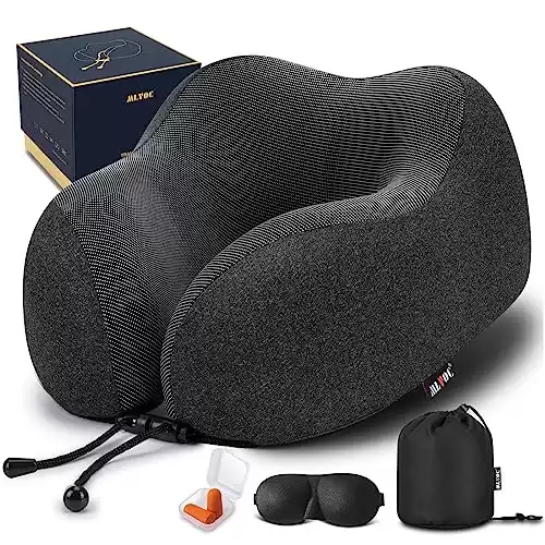 Memory Foam Travel Neck Pillow with Machine Washable Cover