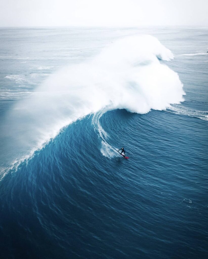 surfer riding wave in hossegor france