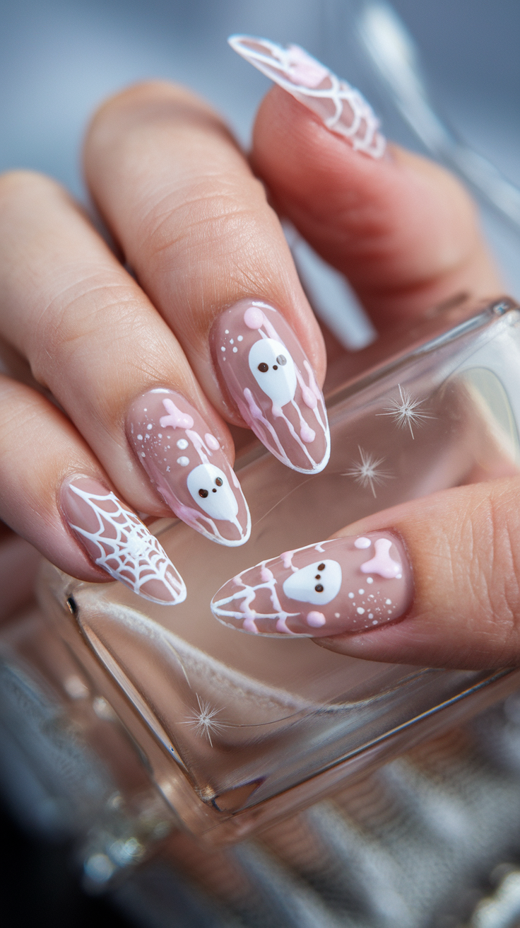 21+ Cute & Spooky Pink Nails Ideas for this Halloween