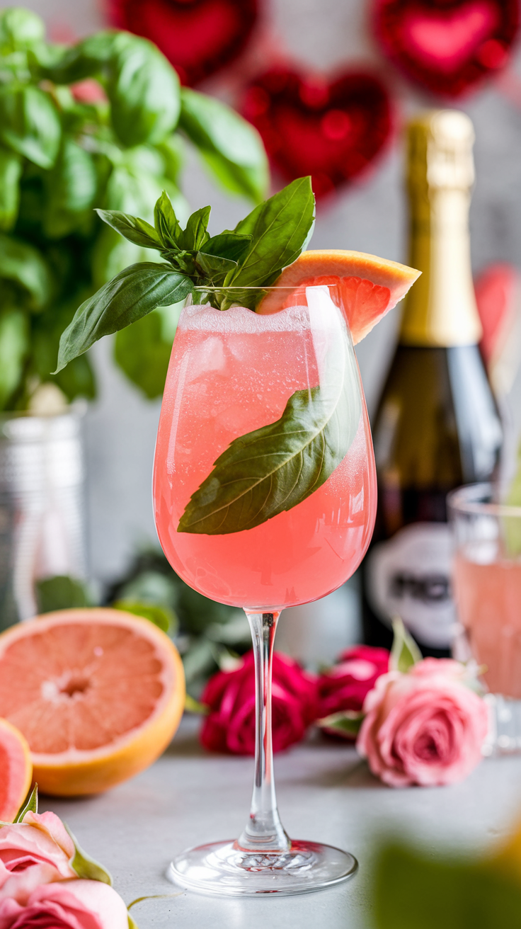 Pink Grapefruit Basil Spritz