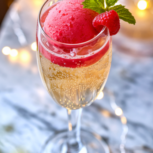 Raspberry Sorbet Champagne Float | Where Tiana Travels